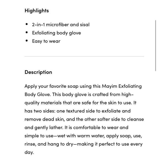 MAYIM Exfoliating Body Glove Microfiber & Sisal Smooth Rough Skin Elbows Heels - Picture 4 of 11